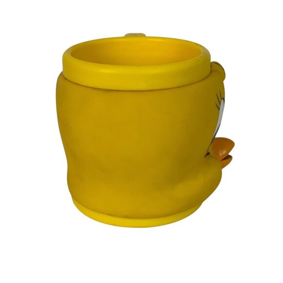 Tweety Bird Warner Bros 3D Plastic Face Mug Yellow Vintage 1992 - Picture 4 of 8
